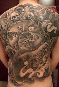 Пълен гръб голям черен ден татуировка на Буда
