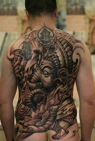 Visas nugaros juodo dramblio dramblio tatuiruotės paveikslas - prašmatni asmenybė