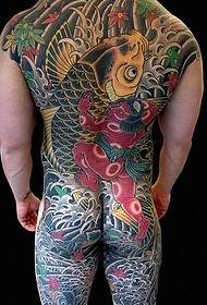 Potpuno oštar uzorak tetovaža velikih lignji u boji