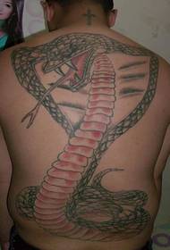 Pilna muguras kobra yanjingshe tetovējuma modelis