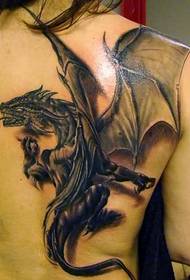 Women's domineering black 3D dragon tattoo pattern