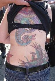Full back phoenix theme painted tattoo pattern