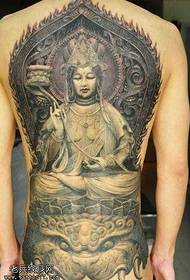 Full back grotto buddha tattoo pattern