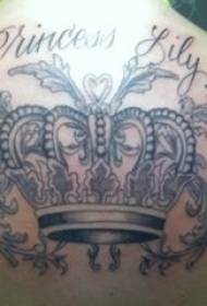 Back crown letter flower vine tattoo pattern