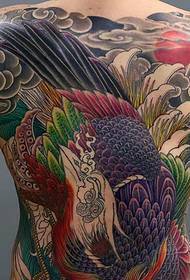 Colorful full back totem tattoo pattern