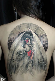 Beautiful and beautiful looking back angel tattoo pattern