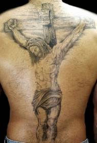 Back Jesus crucified in cross tattoo pattern