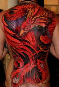 Female full back phoenix tattoo pattern