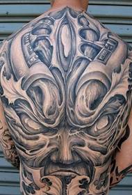 Full back mechanical face tattoo tattoo