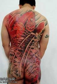 Full red squid tattoo pattern