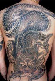 Full domineering black dragon tattoo pattern