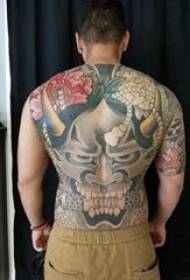 Tatuaje de espalda completa de prajna, espalda masculina, área grande, imagen de tatuaje de prajna