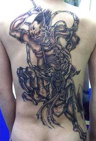 Full back black and white night fork ghost tattoo pictures
