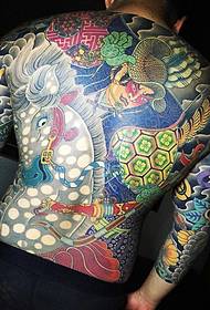 A set of Japanese-style color full back totem tattoo patterns