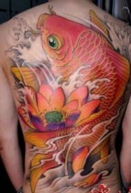 Personalized classic full back squid lotus color tattoo pattern