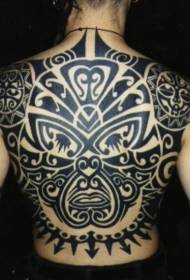 Male back black tomography totem tattoo pattern