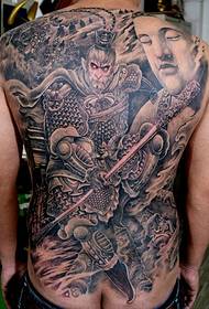 Klassisk full rygg Sun Wukong tatuering