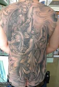 Full back style angel tattoo pattern