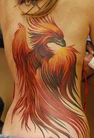 Beautiful woman with a beautiful fire phoenix tattoo pattern
