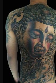 Old traditional full back big flower denim tattoo pictures are very eye-catching