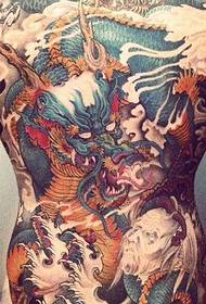 Colorful big evil dragon tattoo tattoo with full personality
