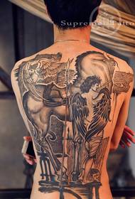 Full back angel horse tattoo