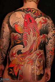 Patrón completo de tatuaje de calamar rojo