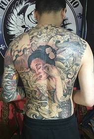 An ancient beauty tattoo pattern covering the entire back