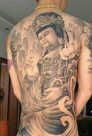 Black and white Buddha tattoo full of classic personality