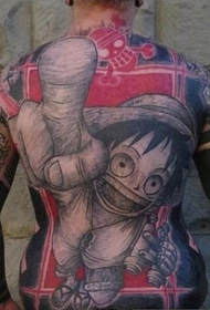 Potpuna boja na leđima One Piece Luffy Tattoo
