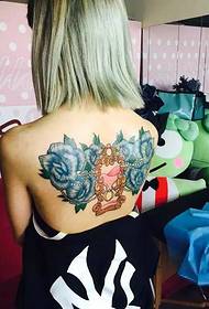 Short hair girl back color totem tattoo tattoo