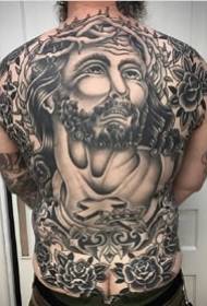 Oldschool black and gray style 9 men's big back tattoo designs