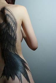 3D Angel Big Wings Tattoo Picture on Female Back