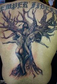 Full back tree female tattoo pattern