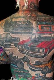 Full back different types of car color tattoo designs