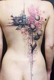 Visas nugaros abstraktus tatuiruotės modelis