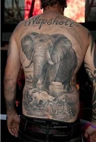 Man's domineering elephant tattoo pattern
