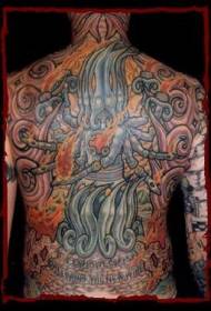 Surreal full-back color idol tattoo pattern