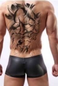 Male back's domineering full back tattoo works renderings