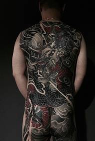 Full-back traditional evil dragon tattoo pattern hanging fried days
