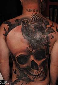 Full back crow tattoo pattern