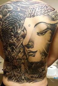 Dragon and Buddha mixed full back tattoo pattern