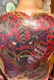 Colorful big dragon tattoo pattern covering the entire back