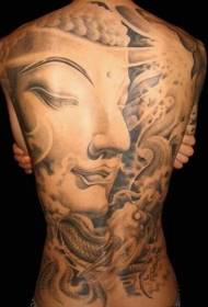 Full back Buddha head with dragon tattoo pattern