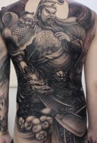 New male style 9 male black gray full back tattoo pattern pictures