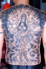 Mil manoj Guanyin granda plena dorso tatuaje ŝablono