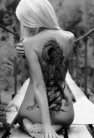Красота пълен гръб дракон тигър модел татуировка