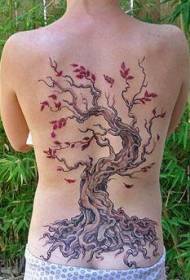 Back cherry tree color tattoo pattern
