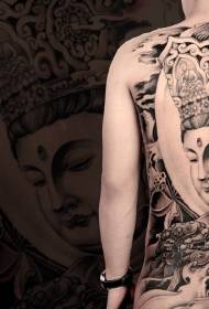 Úplné späť osobnostné tetovanie Manjushri a Tang leva