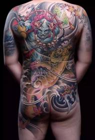 Täysivaltainen ja kalmari maalattu tatuointikuvio